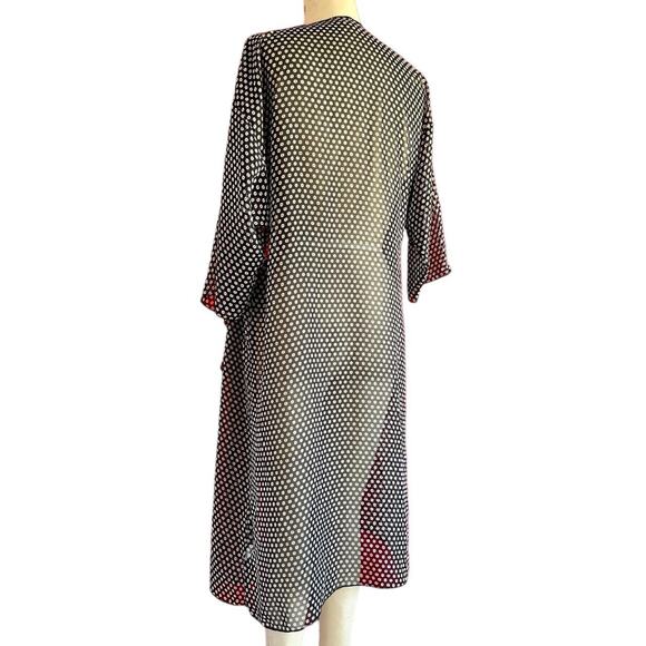 Womens Cover Up Size Medium Sheer Black Polka Dot Geometrics Soft Goth Office - Picture 3 of 7